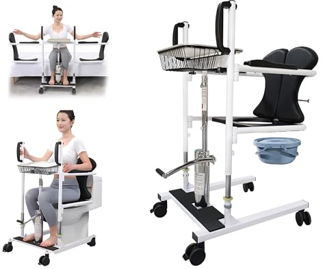 AIBOTY Patientenlift-Transferstuhl mit 180°-Sitzteilung, Duschstuhl-Lift für ältere Menschen, Bett-Toilettenstuhl für Senioren hydraulischer Patientenlift, kein elektrischer Liftstuhl
