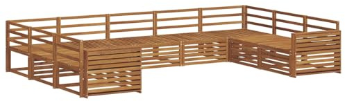 vidaXL Sofagarnituren 9 pcs Natur Massivholz Akazie, Gartenmöbel, modernes Outdoor-Sofa, Robustes Set, Lounge-Sitz, Terrasse, Komfort für Dein Zuhause