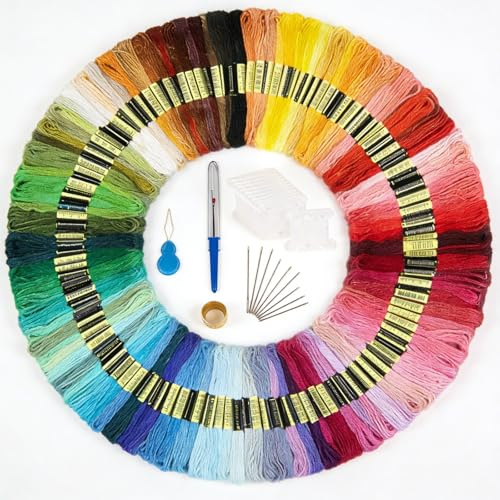 HSUYUN Fil Broderie, Assortiment de 150 Couleurs de Fil a Broder, Kit Broderie, Convient Aux Amateurs de Loisirs Manuels pour la Couture Artisanale et le Bricolage