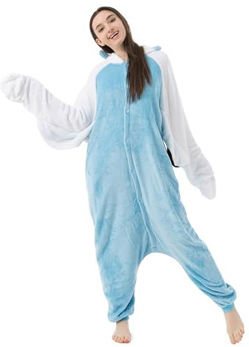 Katara 1744 Funny Budgerigar / Blue-white parrot Pyjamas For Slumber Parties or Birthdays, Unisex Fancy Dress Overall - Size M