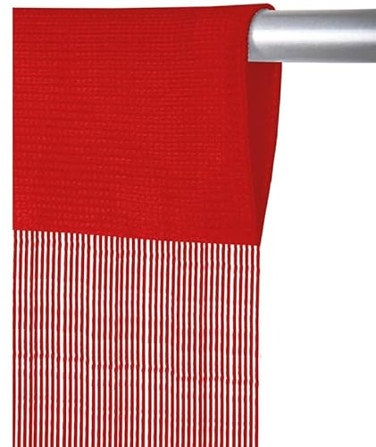 Arsvita Fadenvorhang mit Stangendurchzug, individuell kürzbare Gardine, moderner und eleganter Dekorationsartikel in vielen Farben und Ausführungen (B90xL250 cm/rot - kirschrot)