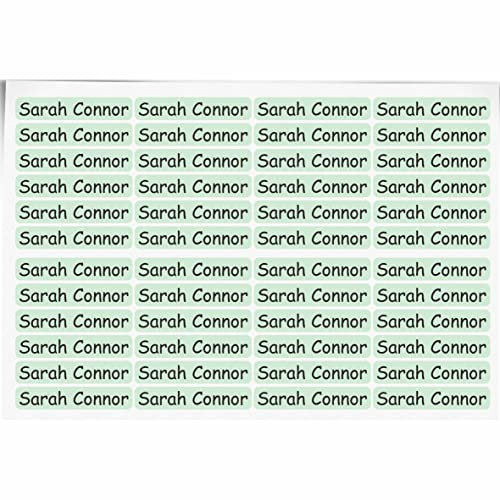 Indigos UG Namensaufkleber Kinder Schule - 150 Sticker - 36x7 mm - Aufkleber selbst gestalten - Namensschilder selbstklebend Kindergarten, Sticker KITA, Brotdose, Flasche, Federmappe, Stifte - mint