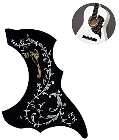 Milopon Gitarre Pickguard Schlagschutz Akustikgitarre Schlagbrett mit Blumenmotiv für Akustik Gitarre Konzertgitarre und Westerngitarre schwarz