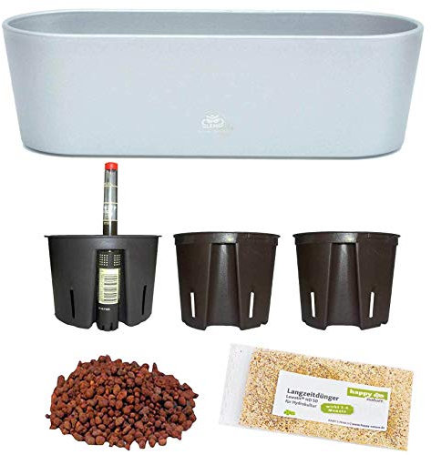 Set7 7 teilig Kunststoff Flori Pflanzschale Silber für Hydrokultur L 26.5 cm B 10.0 cm H 08.0 cm