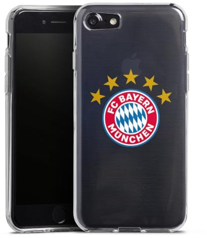 Silikon Hülle kompatibel mit Apple iPhone 8 Case transparent Handyhülle FC Bayern München FCB Sterne