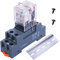 Taiss /DC 12V Indicador LED Bobina Electromagnética Relé 8 pines 10A DPDT 2NO+2NC con base de zócalo、Carril DIN Alumini、Tornillo YJ2N-LY DC 12V