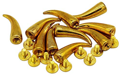 F Fityle 10er Set aus aus Curved Schraube Nieten Ziernieten Schmucknieten s Spitz Gothic Punk für, Gürtel, Kleidung, Hut, Gold