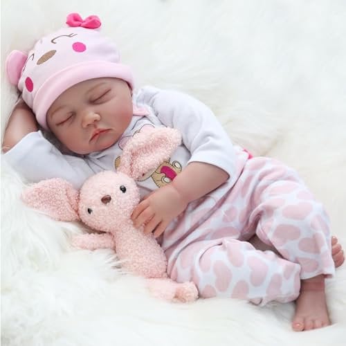 ZIYIUI Reborn Baby-Puppe 22Zoll 55cm Weiches Vinylsilikon Realistisch Baby Puppe Lebensecht Reborn Baby Mädchen Handgemacht Neugeborene Wie echtes Babypuppe