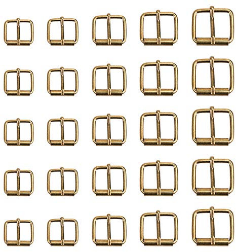 Coolty 75 Stück Metall-Rollschnallen, Gürtel Hardware Dornschließe für Taschen Ledergürtel Hand DIY Zubehör, 5 Größen - 13mm/16mm/20mm/25mm/32mm (Bronze)
