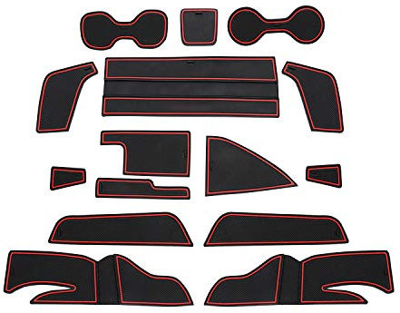 CDEFG für Insignia B Auto Mittelkonsole Gummimatten Türschlitz rutschfest Antirutschmatten Anti-Staub Becherhalter Gummi Matte Armlehne Aufbewahrung Innenraum Zubehör (Rot)