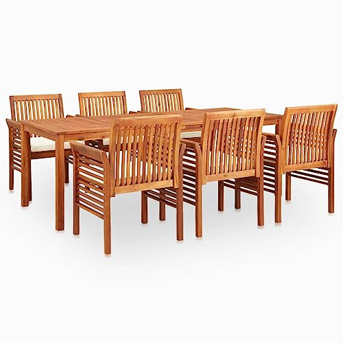 vidaXL Akazienholz Massiv Gartenmöbel 7-TLG. mit Auflagen Gartengarnitur Sitzgruppe Lounge Gartenset Sitzgarnitur Esstisch Tisch Stuhl