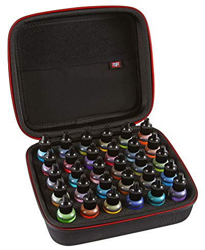 2TUFF Alcohol Ink Storage Case and Paint Carry Case - Fits up to 30 bottles - Alcohol Ink Case and Miniature Paint Organizer for Ink and Paints with Foam Insert and Inner Storage Pocket
