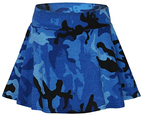 A2Z 4 Kids Girls Plain Skater Skirt Camouflage for School Trendy Soft Feel - Plain Skater Skirt Camo Blue 13