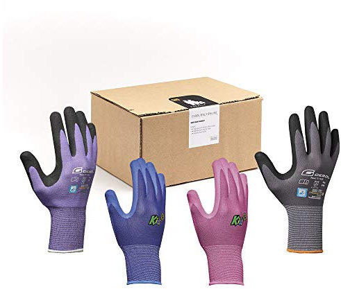 Gebol GOO Handschuhbox Family | Arbeitshandschuhe-Set Familie mit Nitrilhandschuhen, Gartenhandschuhen, Kinderhandschuhen & Schutzbrille | Für Damen, Herren, Kinder | Größe S & L (Gr 7 & 9) | 8 Paar