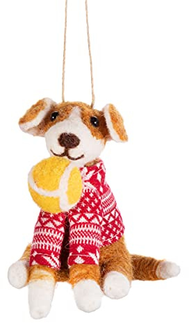 Sass & Belle Dog with Ball Felt Decoration