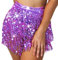 Flovel Glitzernder Paillettenrock Lila Fransen Glitzerrock Bauchtanzkostüm Rave Rock Rave Outfit für Damen Lila
