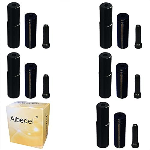 Albedel (Total 15 PCS 5 PCs 5mm Black Alloy Road Mountain Bicycle Bike Brake Cable Tips Caps End Crimp + 5 PCs 4mm Shift Derailleur Cable Tips End + 5 PCs Cable End Crimps