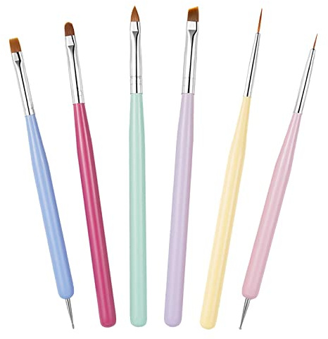 AUERVO 6PCS Nail Art Brushes Set Nail Art Pens Double Ended Dotting Tools Set Manicure Drill Drawing Nails Brush Pen for DIY Nail Art Design
