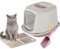 CAT CENTRE Jumbo Pink Hooded Kitten Litter Tray +Waste Scoop +Tray Mat Set Carbon Filter Large Cat Toilet Pet Box Loo Pan Starter Pack Portable Swing Flap Door Carry Handle Galaxy Easy Cleaning