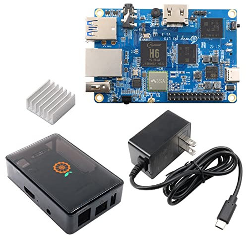 Orange Pi 3 LTS Allwinner H6 2 GB LPDDR3 8 GB EMMC Flash Quad Core 64 bit Single Board Computer 5V3A Type-C Supporto Android 9.0, Ubuntu, Debian Mini PC (PI3 LTS + alimentatore di tipo C + dissipatore