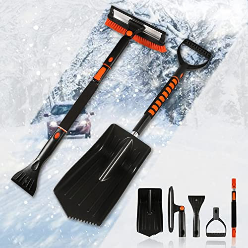 Tapha 36 Zoll Rakel Schneebürste Eiskratzer und Schneeschaufel Kit für Auto Schnee EIS Entfernung, 3-in-1 Ergonomische Ausziehbare und Abnehmbare Schneeräumung Winter Zubehör Kit für SUV, Auto, LKW