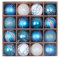 LEKEJIA Weihnachtskugel-Set, 16 Karat, 60 mm, bruchsicherer Kunststoff, dekorativer Weihnachtsbaumschmuck Dekoartikel, mit exquisiten Designs, Blau und Weiß, Baumschmuck Weihnachten