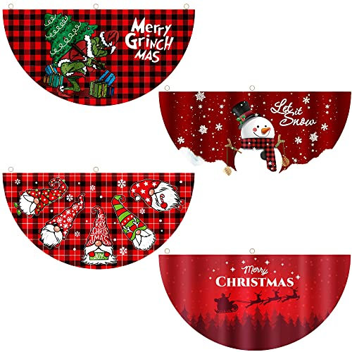Frunimall Weihnachtsbanner Outdoor,Weihnachtsfahne Halbe,Weihnachten Dekoration,Weihnachtsdekoration,Weihnachten Banner,Weihnachtsdeko Amerikanisch für Outdoor Garten,Haustür,Party(4 PCS)