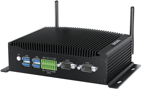 BASOARO PC Fanless Mini PC Industrial Win 11 Pro i7, Computer Industrial Core i7 10810U, 16GB RAM 256GB SSD, Gigabit LAN, 2 RS232 COM, 2HD DP Triplo 4K Display, 6 USB, GPIO, WiFi, BT
