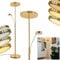 LED Stehleuchte Huallilemu, moderne Bodenlampe aus Metall/Kunststoff in Messing/Weiß/Klar, Stehlampe m. Deckenfluter u. beweglichen Lesearm, 1x LED 6,5 Watt + 1x LED 35 Watt, m. Tastdimmer am Gehäuse