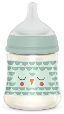 Suavinex Biberón 150 ml Con Tetina Fisiológica SX Pro de Silicona, Válvula Anticólico, Flujo Lento (S), Para Bebés +0 Meses, Bonhomia, Verde