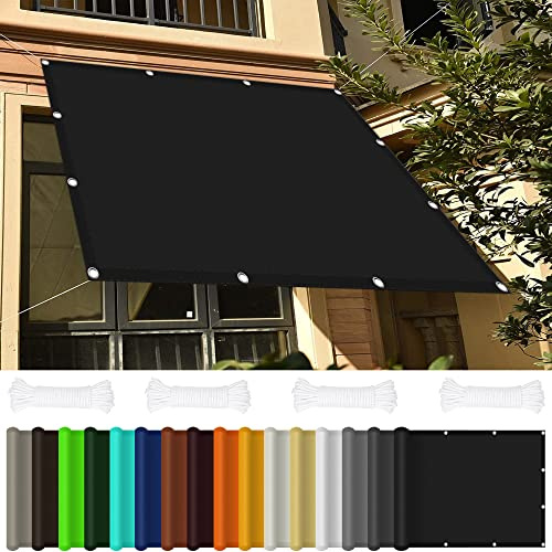 Toldo Vela De Sombra 2 x 3 m Impermeable Toldo Vela Parasol con Cuerda Libre para Terrazas, Patio,Exteriores, Jardín, Negro