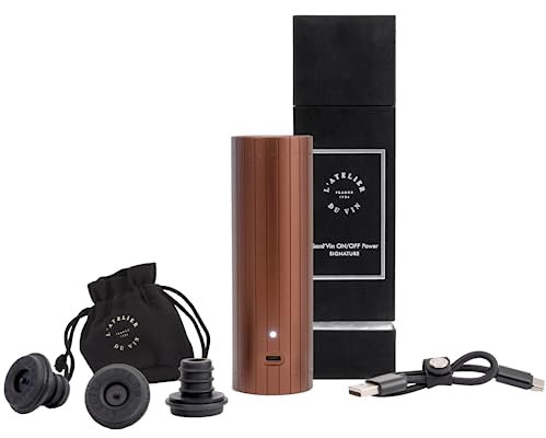 L'atelier Du Vin Gard'Vin Electric Wine Bottle Vacuum Pump - Luxury Wine Sommelier Accessory Removes Air & Helps Preserve Fine Wines, Includes 3 Valve Sealers Wine Tasting Made In France (Signature)