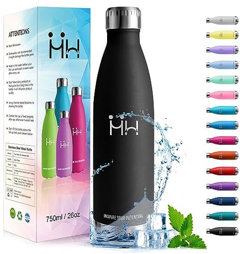 HoneyHolly 750ML Stainless Steel Double Wall Insulated Water Bottle, BPA-Free, Leak-Proof, Keeps Hot for 12 Hours, Cold for 24 Hours
