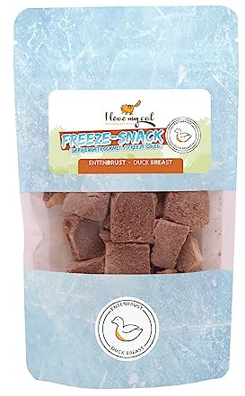 I Love My Cat Grain-Free Freeze Snack for Cats - 100% Duck Breast - 25g. High-Protein, Low-Carb Treats for Cats Aged Six Months and Older. Perfect for Cats with Sensitive Stomachs.
