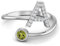 MOONEYE Großbuchstaben A Anfangsbrief 3mm runde Form Peridot-Frauen Verstellbare Vorderseite offen Ring 925 Sterling Silber Sterling Silber, 66