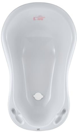 Hylat Baby - Friends Grau - Babywanne mit Stöpsel - TÜV Rheinland zertifiziert - stabil und bequem, Ideal für Neugeborene und Babys bis zu 12 Monaten - Lite-Kollektion - Praktische, Kinder, Baden