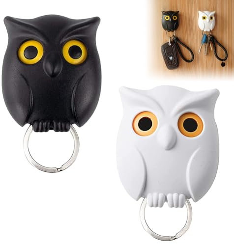 KARELLS Hibou Crochets Porte Clés,Crochet Clé Hibou,Porte Clés Mural Magnétique,Porte-Clés Hibou de Nuit,Magnétique Œil Ouvert et Fermé Porte-Clé,pour Accrocher Clés à Maison,au Bureau,2 pcs