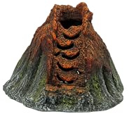 CLASSIC Small Volcano Aquarium Ornament with LED Lighting & Airstone – Bubbling Fish Tank Decoration – 150x115x110mm