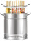 Barril de malla para barbacoa de acero inoxidable con pinchos de brocheta, parrilla de carbón con cesta rodante, estante de barbacoa de camping para verduras y carne
