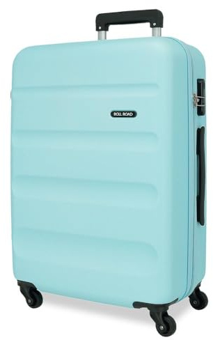 ROLL ROAD Flex Valigia rigida realizzata in ABS, un materiale, chiusura a combinazione laterale 4 ruote doppie bagaglio a mano, pratico interno con un vano, Blu scuro, mediana, Valigia media