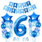 Luftballon 6. Geburtstag Blau, Ballon 6 Deko zum Geburtstag, Happy Birthday Folienballon, Riesen Folienballon Zahl 6, Ballon 6 Deko zum Geburtstag, Geburtstagsdeko Jungen 6 Jahr