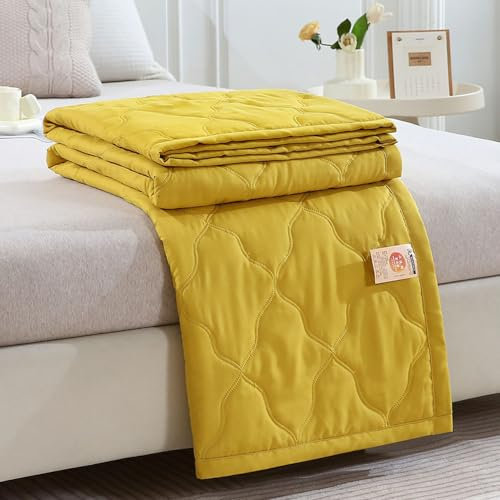 Morbuy Edredon Ligero Verano Edredón Color Sólido Acolchado, Nordico Edredón Acolchado Suave y Transpirable Lavable, para Todas Las Estaciones (150x200cm,Amarillo)