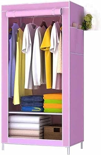 BOKNI Freistehender Kleiderschrank, rosa Schrank-Aufbewahrungsorganisator, Multifunktions-Kleiderschrank aus Stoff, offene Kleiderstange, 150 x 70 x 45 cm (Größe: 150 x 70 x 45 cm, Farbe: A)