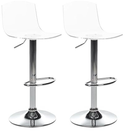 Barhocker Acryl transparent Metallgestell höhenverstellbar drehbar 2er Set Imola