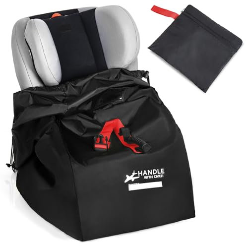 Autositz-Reisetasche für Flugzeug, große wasserdichte Autositztaschen, passend für die meisten Babyschalen, umwandelbare Autositze, Sitzerhöhungen, Autositzbasis, verstellbarer Schultergurt
