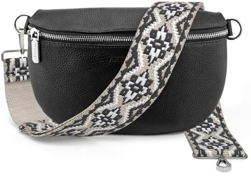 Artvall - Umhängetasche Echtleder Tasche Handtasche Leder Bauchtasche Klein mit Schultergurt Design Taschenband abnehmbar verstellbares Riemen Crossbody Bag Echt Ledertasche Damen mit Reißverschluss