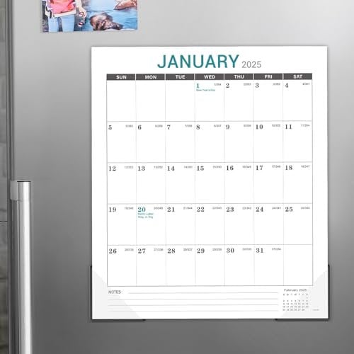 2025 Magnetic Calendar - 2025 Wall Calendar from JANUARY to DECEMBER 2025, 2025 Magnetic Calendar for Fridge, 11.2 × 13, Fridge Calendar with Tear-off Pad, Blocks with Julian Dates