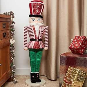 Marco Paul Traditioneller Nussknacker für Weihnachten, weicher Plüsch, Weihnachtsdekoration, Nussknacker-Ornamente für Weihnachtsdekorationen, Innenbereich, groß, 115 cm
