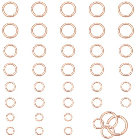 HOBBIESAY 40 Stück 4 Stile Biegeringe 2-4.4mm messing Offener Biegering Ungelötete Ringverbinder Kleiner Spaltring Schmuckherstellung Roségold Für Heimwerkerarbeiten