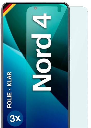 moex für OnePlus Nord 4 Schutzfolie Displayschutz Folie Ultra-klar HD 0,2 mm kompatibel mit jeder Hülle, Anbringen ohne Blasen, Handyfolie Extra Kratzfest, FlexProtect 3 Stück